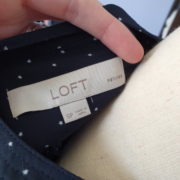 Loft Petite Navy and White Star Print Tank Size SP - Picture 7 of 8